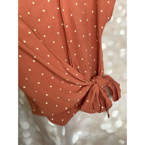 Madewell Women's Size XXS Sash Tie Wrap Top Pink Chiffon W/ Polka Dots - Picture 5 of 6